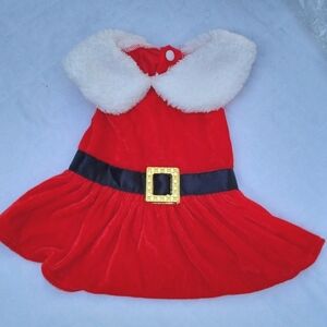 Dog Miss Santa dress, velvet, fur collar, black belt, snaps, sz S/M, NWT